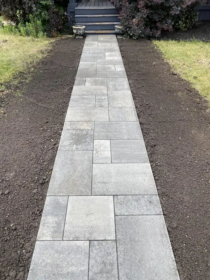 After: new large-format paver walkway to the front steps